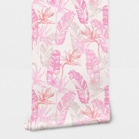 Αυτοκόλλητη Ταπετσαρία τοίχου PINK TROPICAL LEAVES - Εφηβικές Ταπετσαρίες Sticky 2