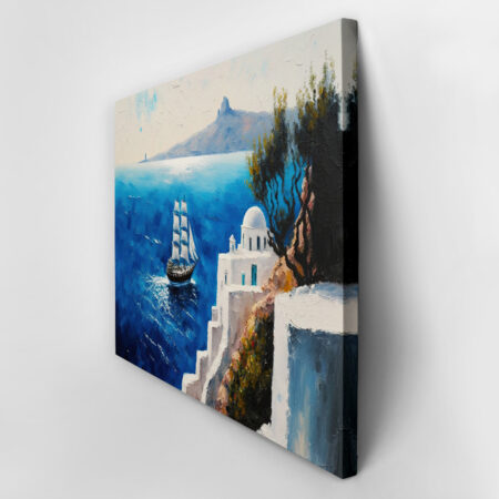Πινακας σε καμβά SEASCAPE OF SANTORINI OIL PAINTING - Νησια Sticky 3