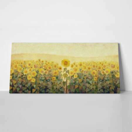 Πίνακας Πανοραμικός Σε Καμβά SUNFLOWER FIELD OIL PAINTING - Ηλιανθοι Sticky 1