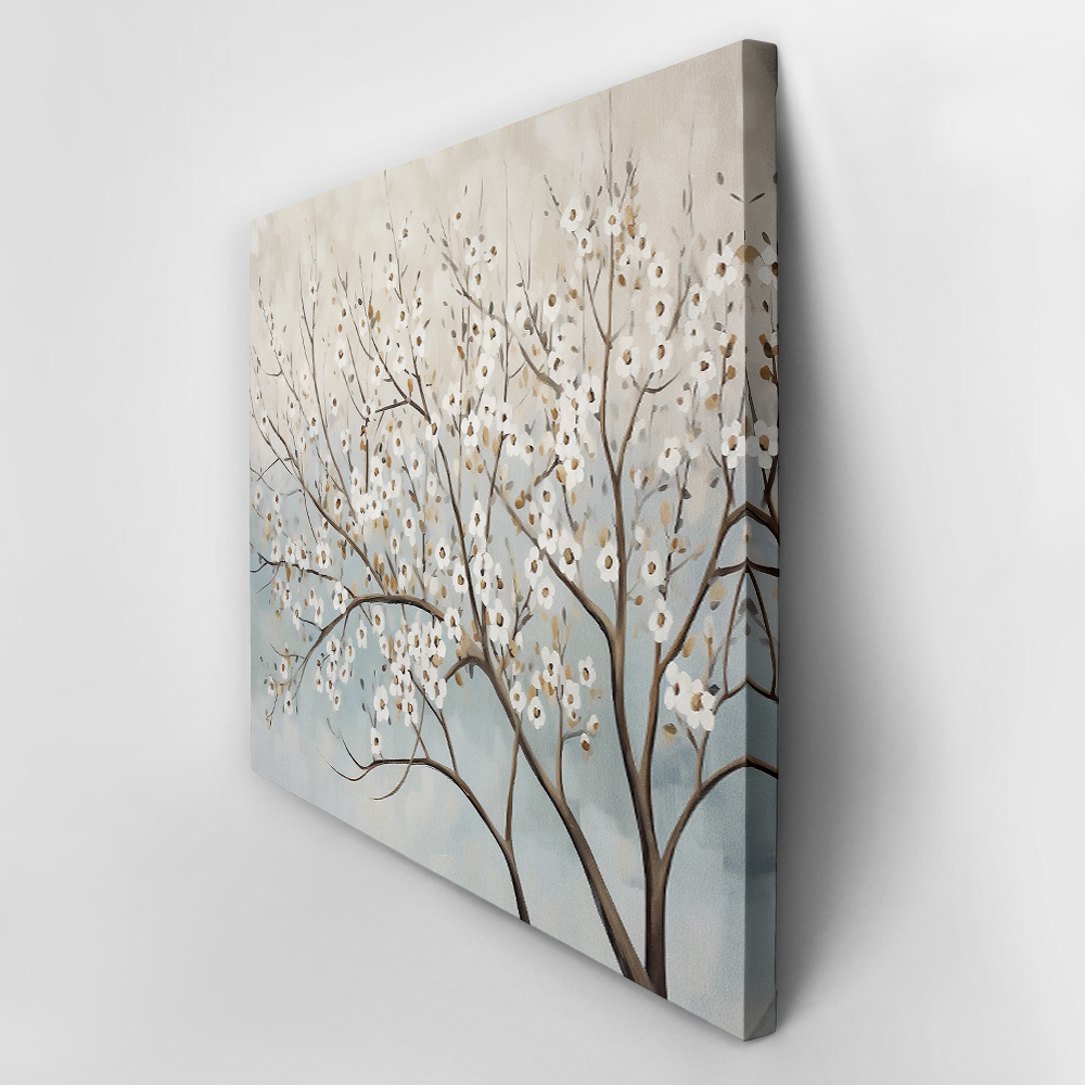 Πινακας σε καμβά WATERCOLOR PAINTING OF WHITE SAKURA FLOWERS