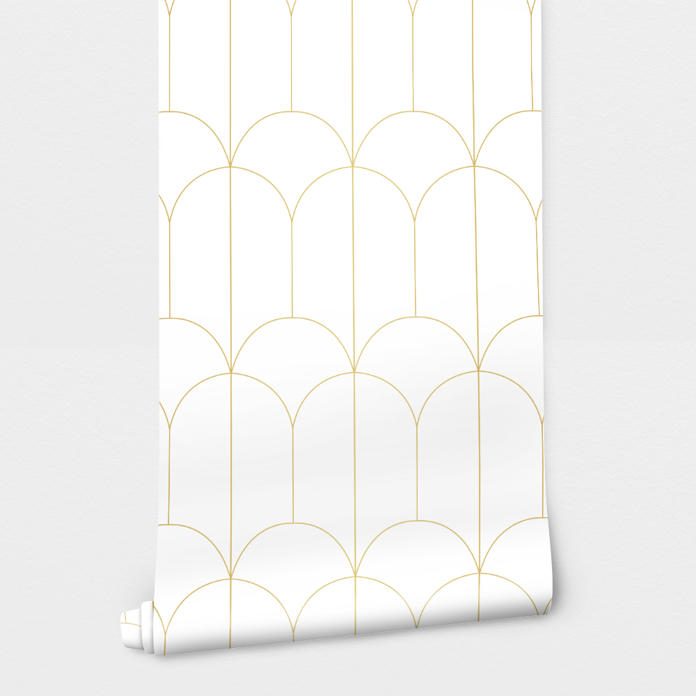 Αυτοκόλλητη Ταπετσαρία τοίχου WHITE GOLD ART DECO