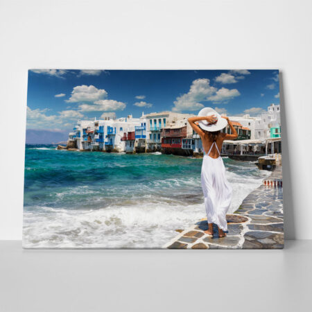 Πινακας σε καμβά WOMAN IN MYKONOS - Νησια