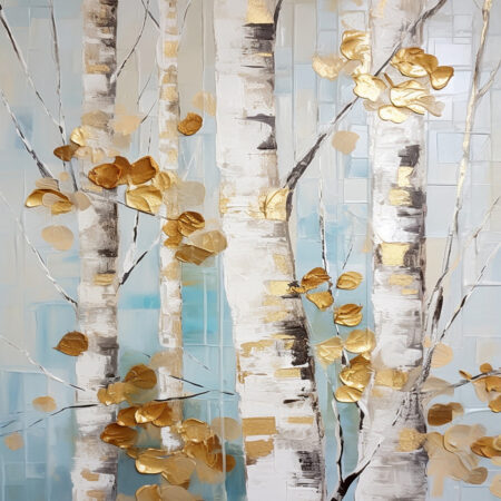 Πινακας σε καμβά BIRCH BRANCHES WITH GOLD LEAVES - Εργα Τεχνης Sticky 4