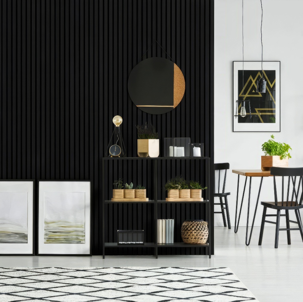 Διακοσμητικό panel τοίχου με 3D πηχακια 10 RESIDENCE πλατος 12.2cm x υψος 2.90m BLACK