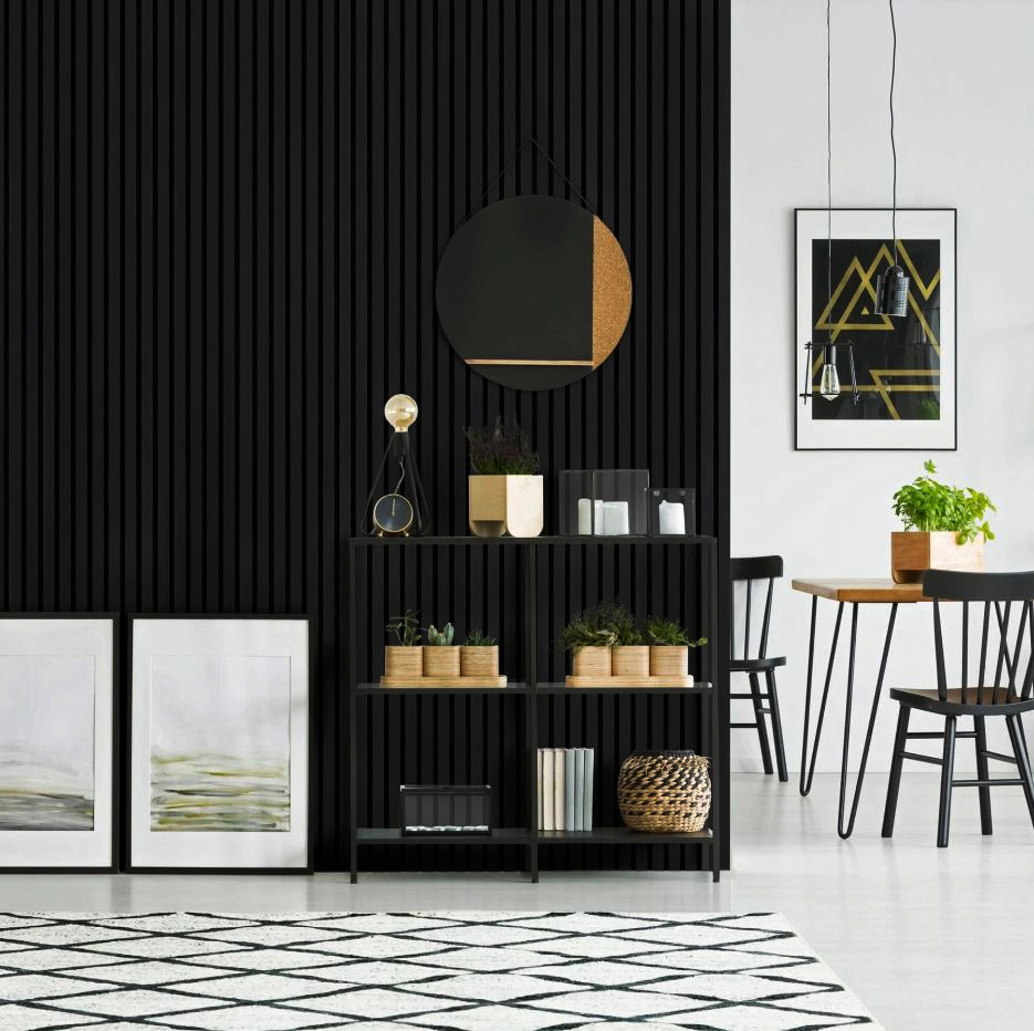 Διακοσμητικό panel τοίχου με 3D πηχακια 10 RESIDENCE πλατος 12.2cm x υψος 2.90m BLACK