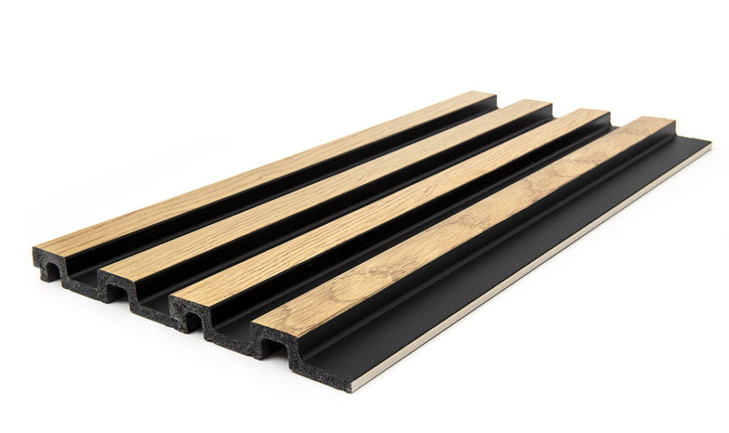 Διακοσμητικό panel τοίχου με 3D πηχακια F4 RESIDENCE πλατος 12.2cm x υψος 2.90m NAT.OAK/BLACK
