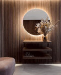 Διακοσμητικό panel τοίχου με 3D πηχακια 54 PIANO πλατος 12.2cm x υψος 2.90m WALNUT/DARK BROWN