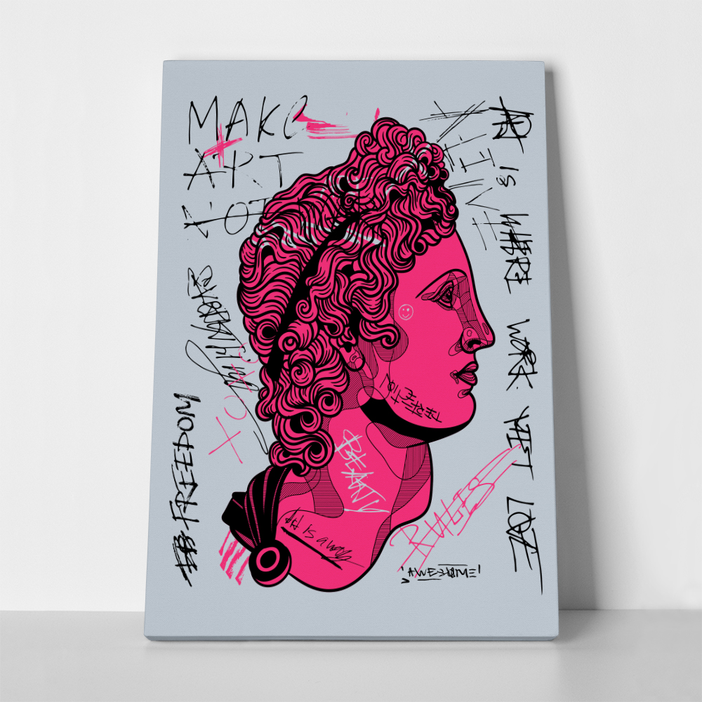 Πινακας σε καμβά APOLLO PINK CALLIGRAPHY