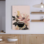 Πινακας σε καμβά CUP OF COFFEE WITH FLOWERS
