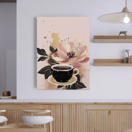 Πινακας σε καμβά CUP OF COFFEE WITH FLOWERS - Food and Drink
