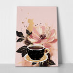 Πινακας σε καμβά CUP OF COFFEE WITH FLOWERS