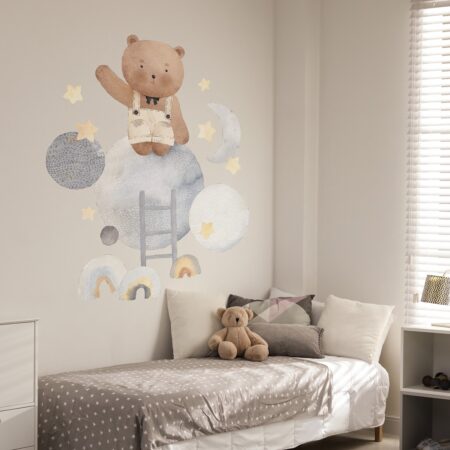 Αυτοκόλλητο Τοίχου CUTE BEAR IN SPACE - Βρεφικα & Παιδικά
