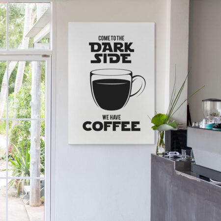 Πινακας σε καμβά DARK SIDE COFFEE WHITE - Food and Drink
