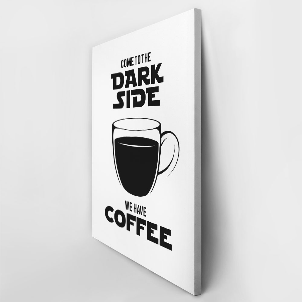 Πινακας σε καμβά DARK SIDE COFFEE WHITE