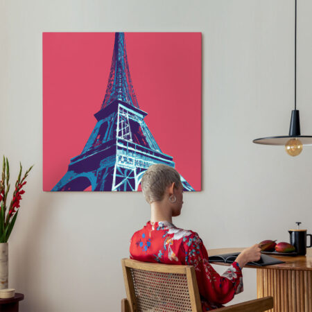 Πίνακας Τετράγωνος EIFFEL ON RED BACKGROUND - Αξιοθεατα και Ιστορια