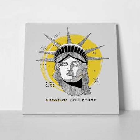 Πίνακας Τετράγωνος GEOMETRIC STATUE OF LIBERTY - Αξιοθεατα και Ιστορια Sticky 1