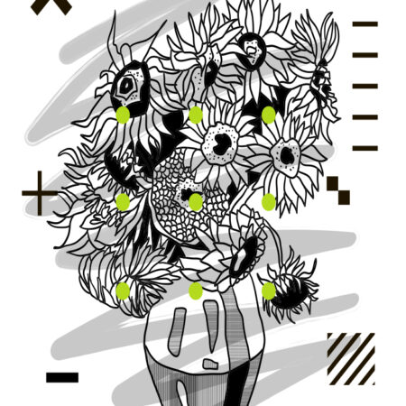 Πινακας σε καμβά GEOMETRIC SUNFLOWERS VAN GOGH - Vincent Van Gogh Sticky 5