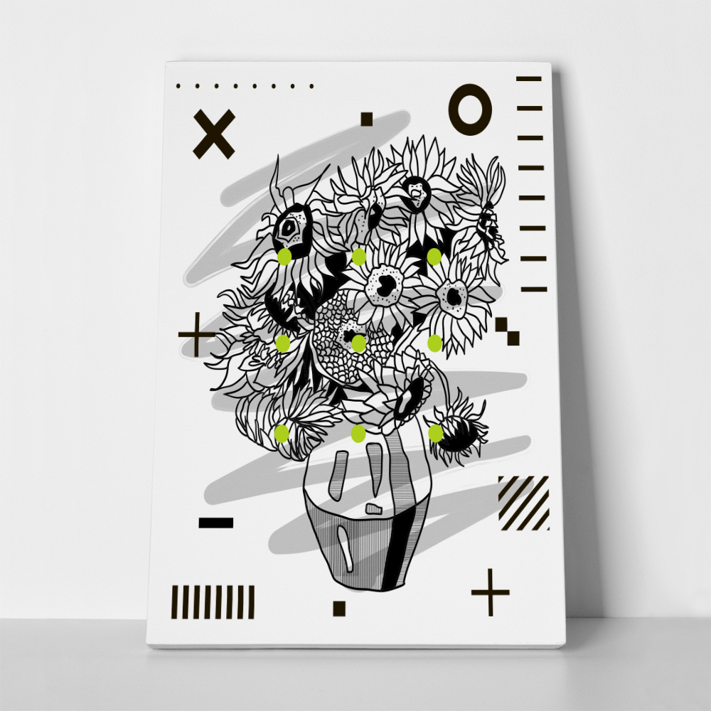 Πινακας σε καμβά GEOMETRIC SUNFLOWERS VAN GOGH