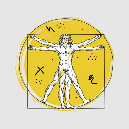 Πίνακας Τετράγωνος GEOMETRIC VITRUVIAN MAN - Leonardo Da Vinci Sticky 5