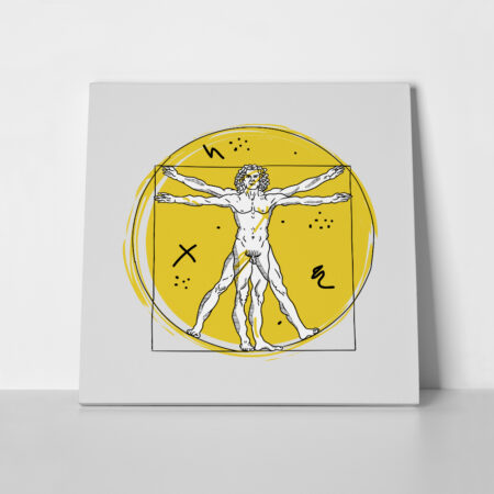 Πίνακας Τετράγωνος GEOMETRIC VITRUVIAN MAN - Leonardo Da Vinci Sticky 1