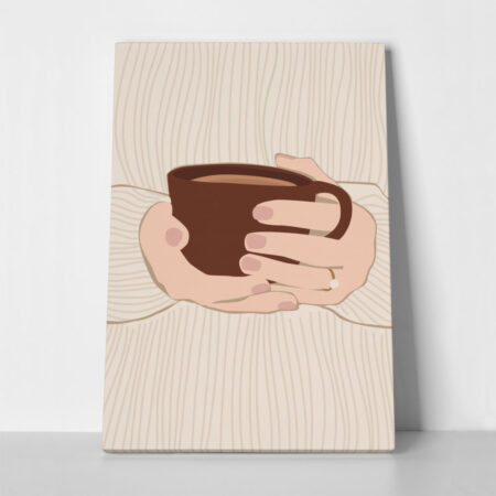 Πινακας σε καμβά GIRL HOLDING COFFEE MUG - Food and Drink Sticky 1