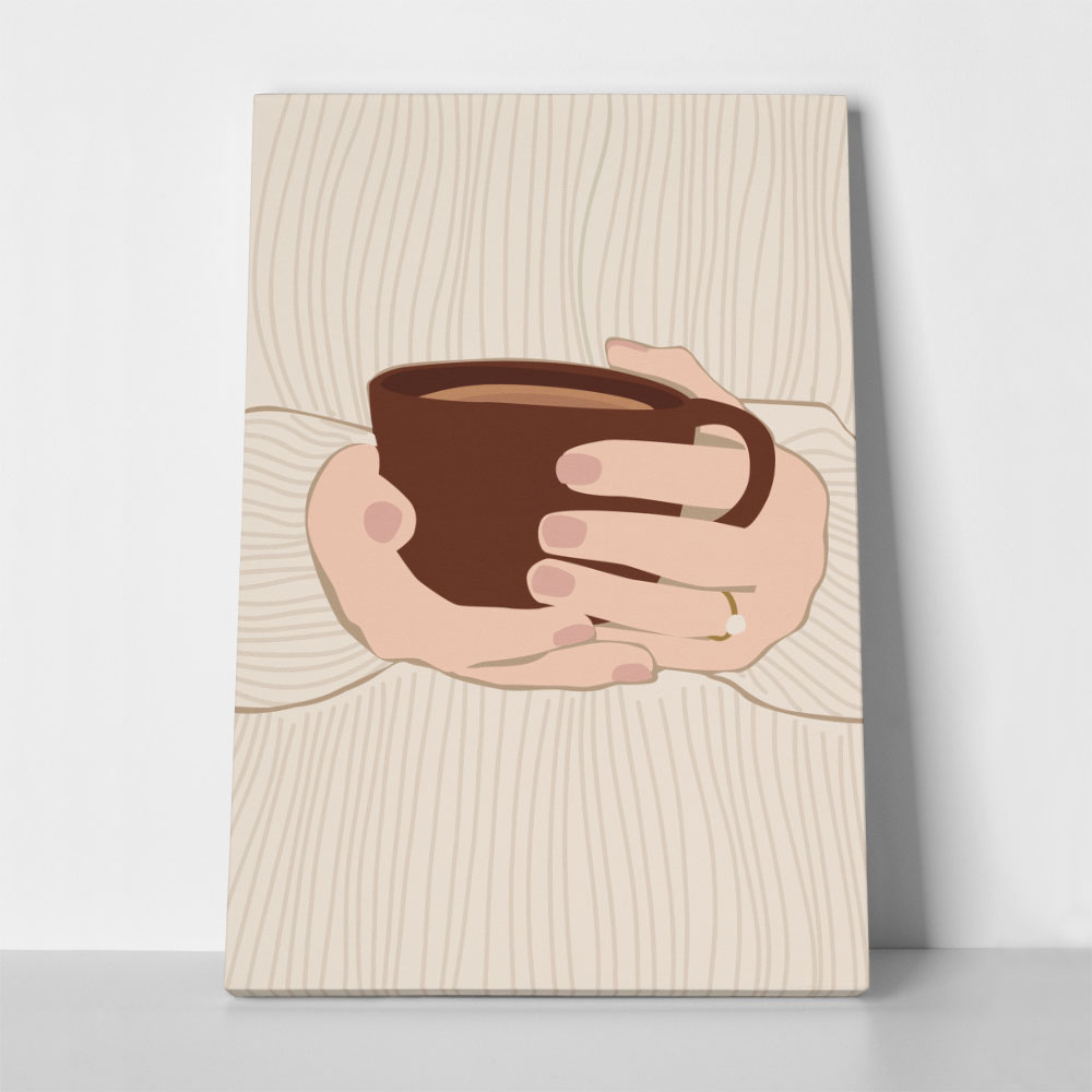 Πινακας σε καμβά GIRL HOLDING COFFEE MUG