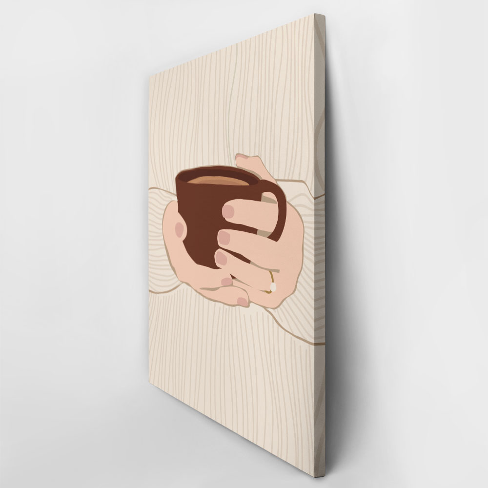 Πινακας σε καμβά GIRL HOLDING COFFEE MUG