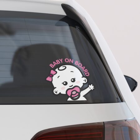 Αυτοκολλητο Αυτοκινητου GIRL ON BOARD WAVING - Αυτοκόλλητα Baby on board