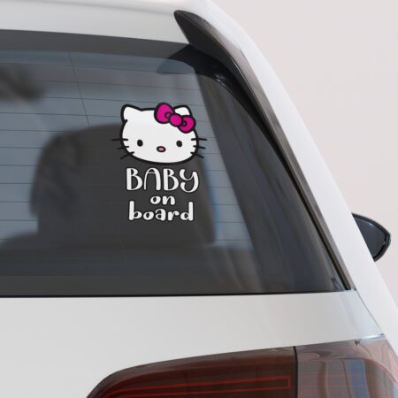 Αυτοκολλητο Αυτοκινητου KITTY ON BOARD - Αυτοκόλλητα Baby on board