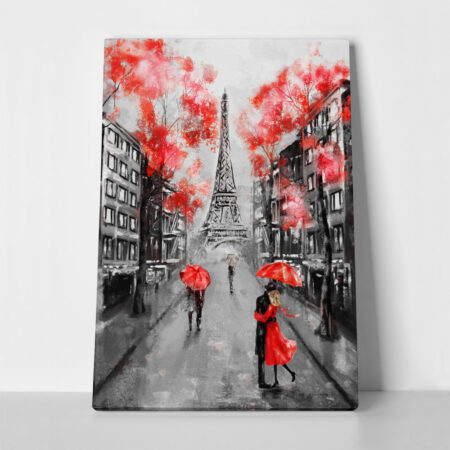 Πινακας σε καμβά PARIS BLACK WHITE AND RED PAINTING - Παρισι Sticky 5