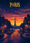 Πινακας σε καμβά PARIS NIGHT DRAWING