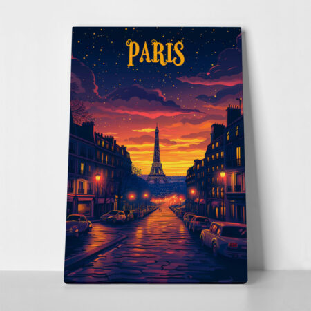 Πινακας σε καμβά PARIS NIGHT DRAWING - Πινακες σε καμβα Sticky 1