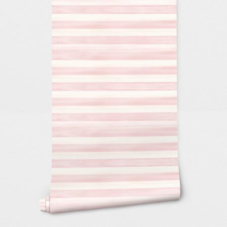 Αυτοκόλλητη Ταπετσαρία τοίχου PINK WATERCOLOR HORIZONTAL STRIPES - Εφηβικές Ταπετσαρίες Sticky 2