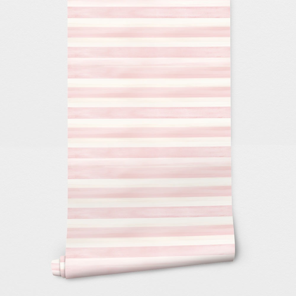 Αυτοκόλλητη Ταπετσαρία τοίχου PINK WATERCOLOR HORIZONTAL STRIPES