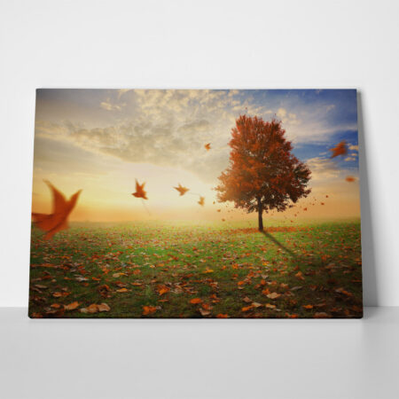 Πινακας σε καμβά RED MAPLE TREE IN AUTUMN - Υπαιθρος Sticky 1
