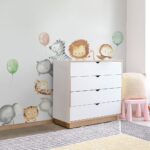 Αυτοκόλλητο τοίχου WATERCOLOR JUNGLE ANIMALS WITH BALLOONS