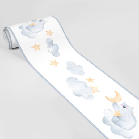 Μπορντούρα τοίχου WATERCOLOR POLAR BEAR ON CLOUDS - Παιδικες μπορντουρες