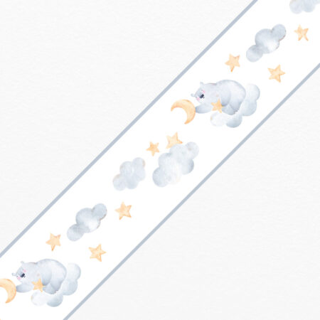 Μπορντούρα τοίχου WATERCOLOR POLAR BEAR ON CLOUDS - Παιδικες μπορντουρες Sticky 1