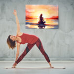 Πινακας σε καμβά YOGA AT SUNSET