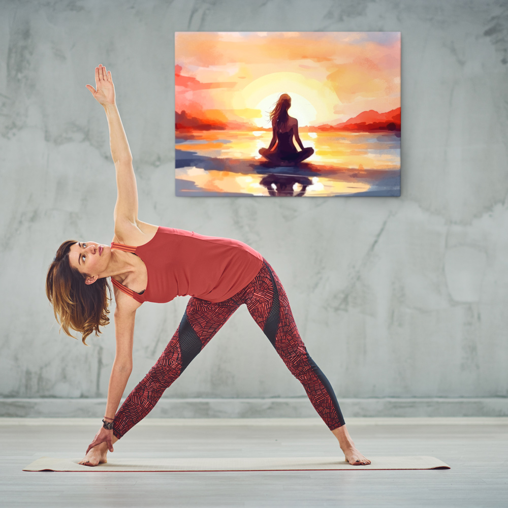 Πινακας σε καμβά YOGA AT SUNSET