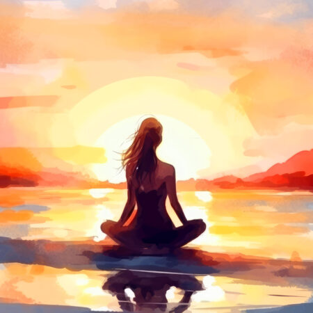 Πινακας σε καμβά YOGA AT SUNSET - Αθληματα και Χομπυ Sticky 5