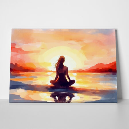Πινακας σε καμβά YOGA AT SUNSET - Αθληματα και Χομπυ Sticky 1