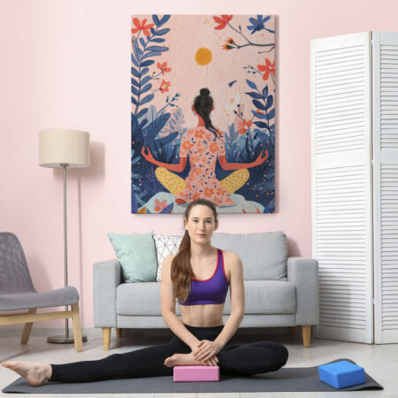 Πινακας σε καμβά YOGA JUNGLE PAINTING - Αθληματα και Χομπυ
