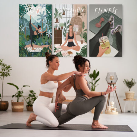 Σετ Τριπτυχος Πινακας σε καμβά YOGA MEDITATION FITNESS - Αθληματα και Χομπυ