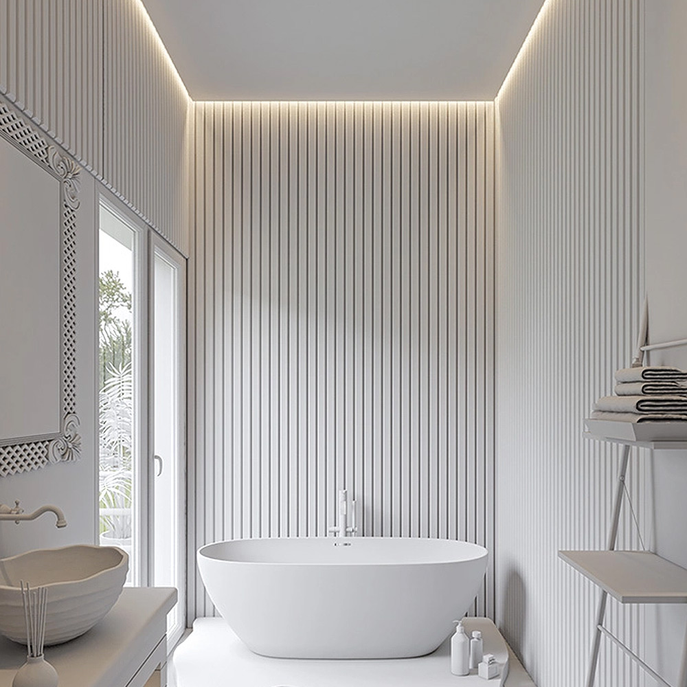 Διακοσμητικό panel τοίχου με 3D πηχακια 01 RESIDENCE πλατος 12.2cm x υψος 2.90m WHITE