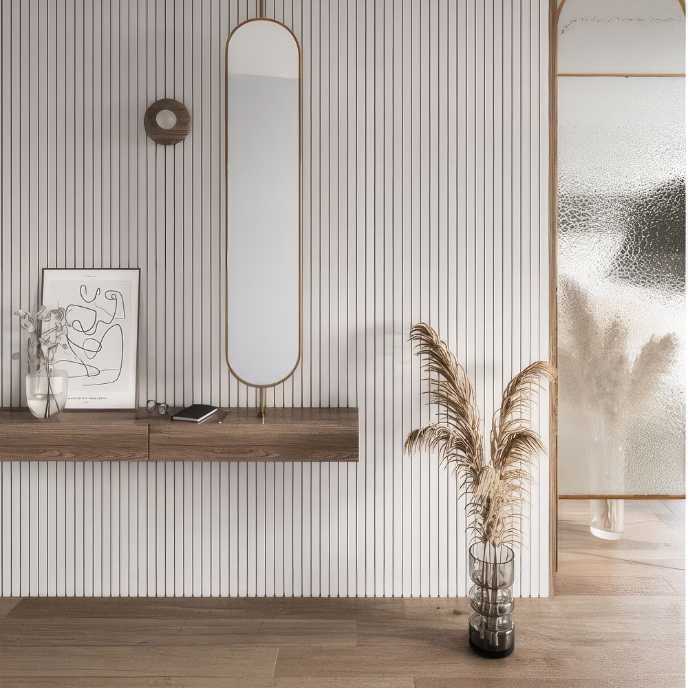 Διακοσμητικό panel τοίχου με 3D πηχακια 01 RESIDENCE πλατος 12.2cm x υψος 2.90m WHITE