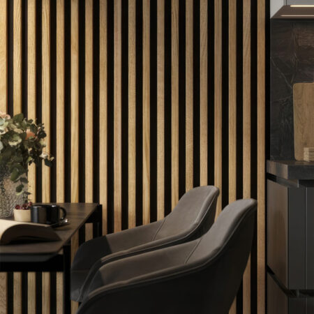 Διακοσμητικό panel τοίχου με 3D πηχακια F4 PIANO πλατος 12.2cm x υψος 2.90m NAT.OAK/BLACK - Πανελ τοίχου με 3D πηχάκια
