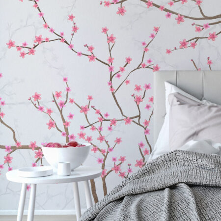 Αυτοκόλλητη Ταπετσαρία τοίχου CHERRY BLOSSOM WITH BIRDS - Floral - Λουλουδια Sticky 1