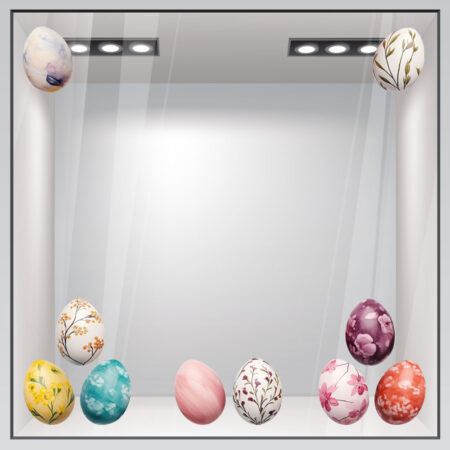Αυτοκόλλητο Βιτρίνας COLORFUL EASTER EGGS - Πασχαλινή βιτρίνα