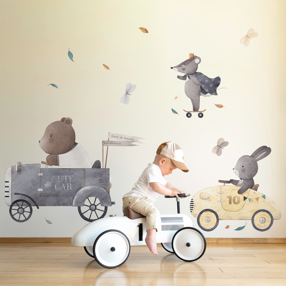 Aυτοκόλλητο Τοίχου CUTE RACING ANIMALS
